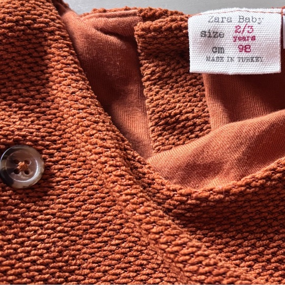 ZARA Baby Ruffle Pleated A-Line Double Layered Waffle Knit Long Sleeve Dress - Picture 3 of 10